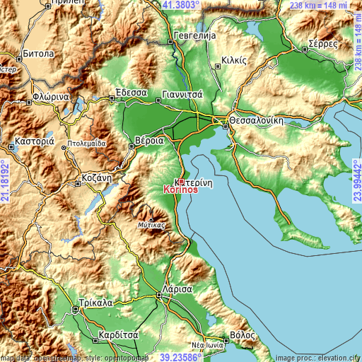 Topographic map of Korinós