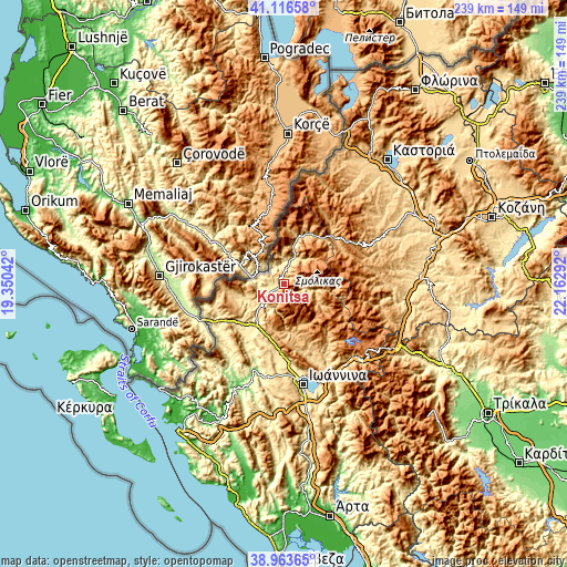 Topographic map of Kónitsa