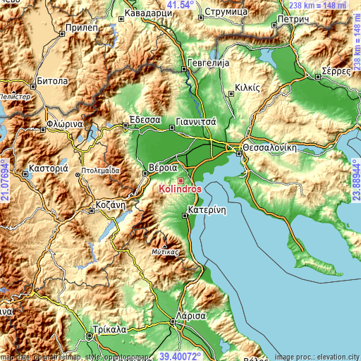 Topographic map of Kolindrós