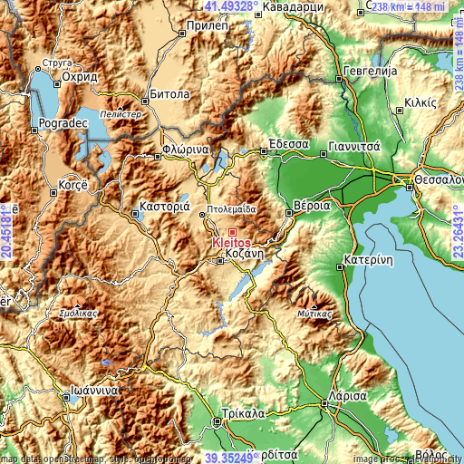 Topographic map of Kleítos