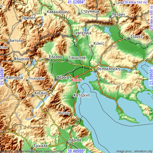 Topographic map of Kleidí