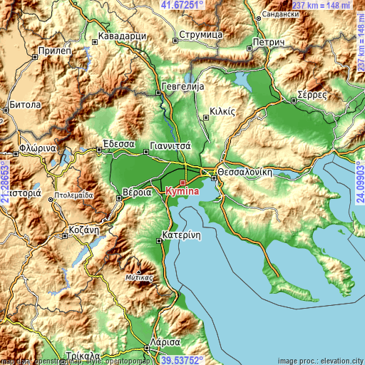 Topographic map of Kýmina