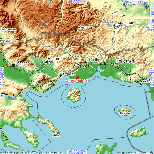 Topographic map of Chrysochóri