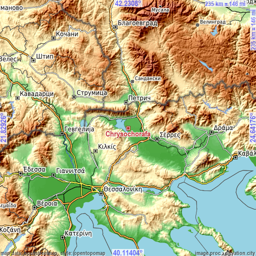 Topographic map of Chrysochórafa