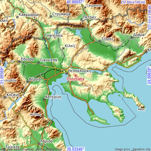 Topographic map of Chortiátis