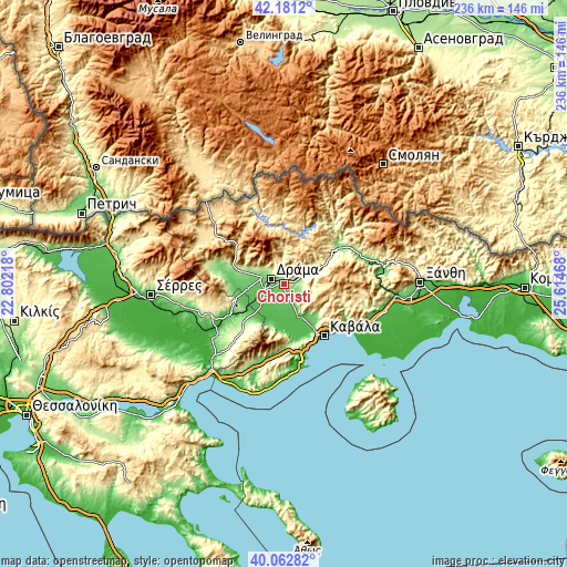 Topographic map of Choristí