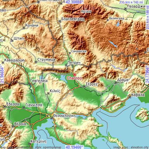 Topographic map of Charopó