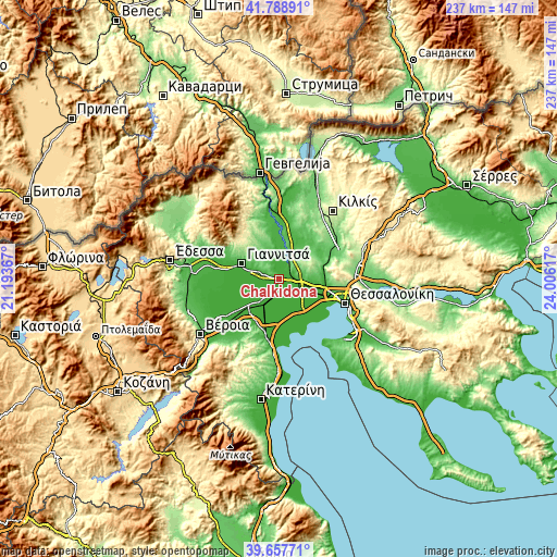 Topographic map of Chalkidóna