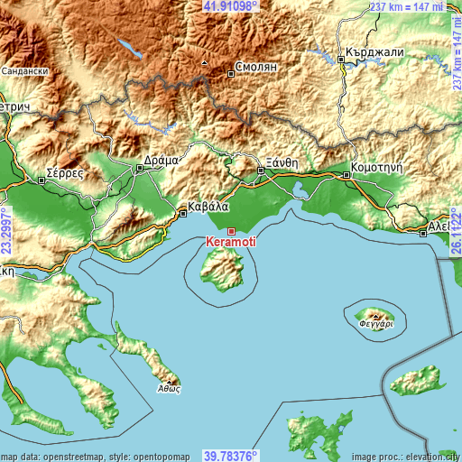 Topographic map of Keramotí