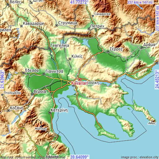 Topographic map of Kavallári