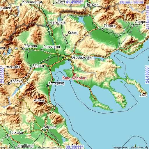 Topographic map of Káto Scholári