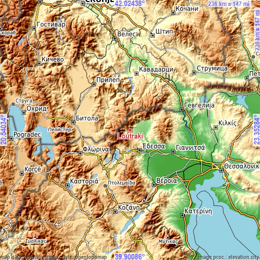 Topographic map of Loutráki