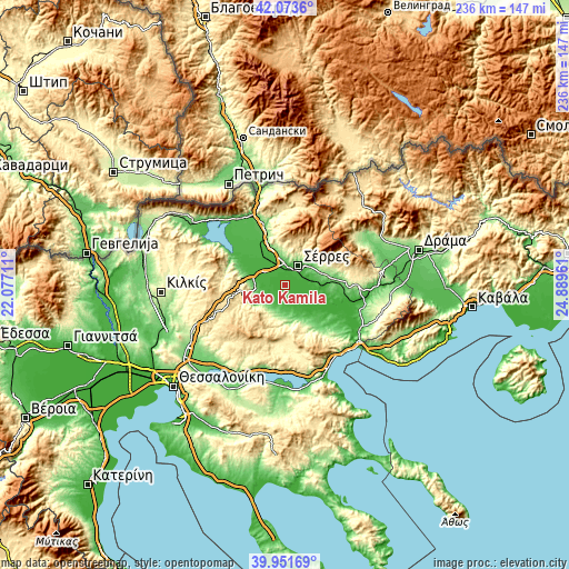 Topographic map of Káto Kamíla