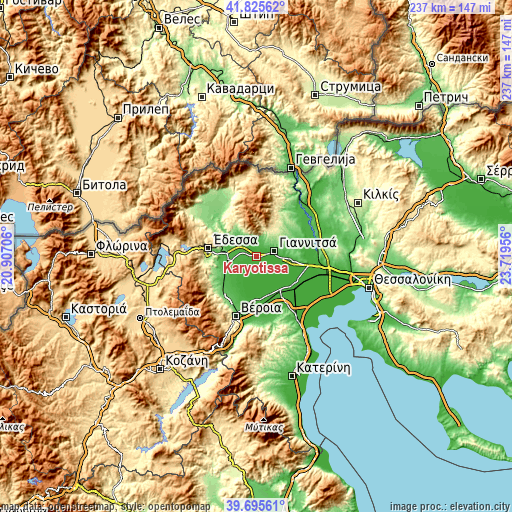 Topographic map of Karyótissa