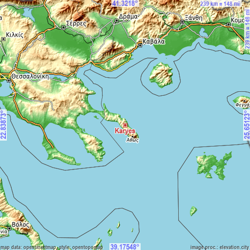 Topographic map of Karyes