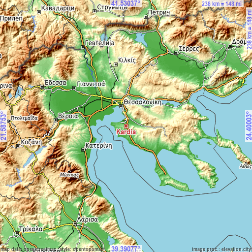 Topographic map of Kardiá