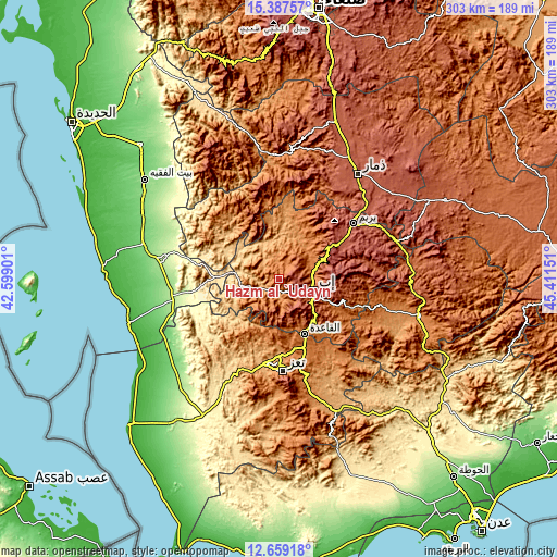Topographic map of Ḩazm al ‘Udayn