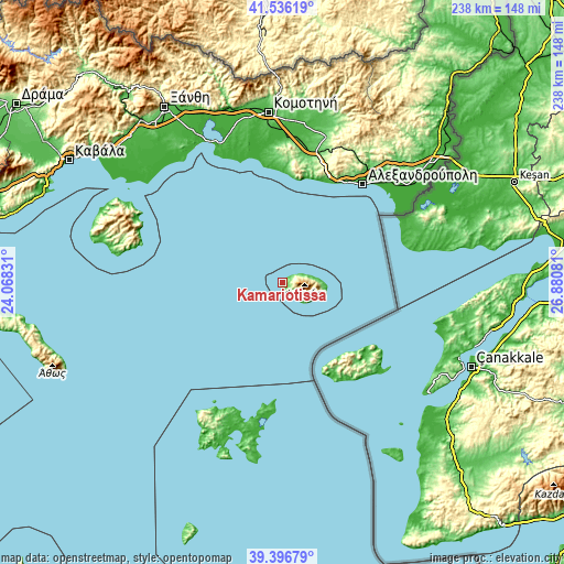 Topographic map of Kamariótissa