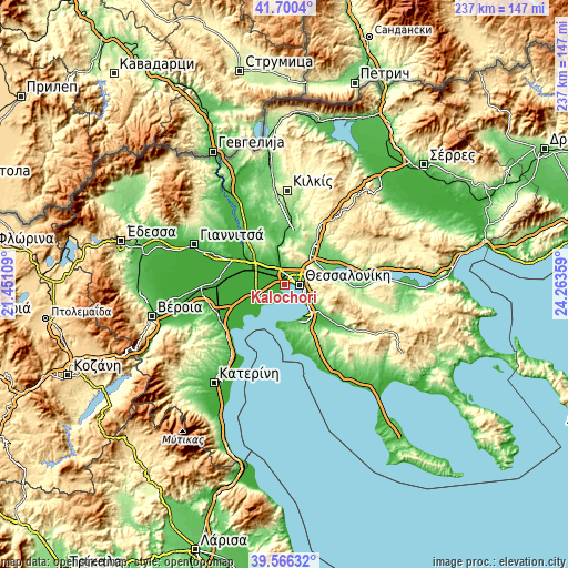 Topographic map of Kalochóri