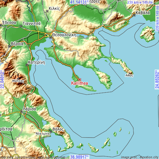 Topographic map of Kallithéa