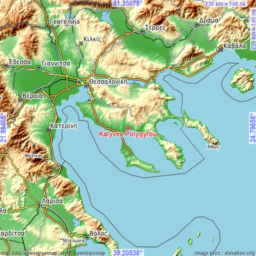 Topographic map of Kalýves Polygýrou