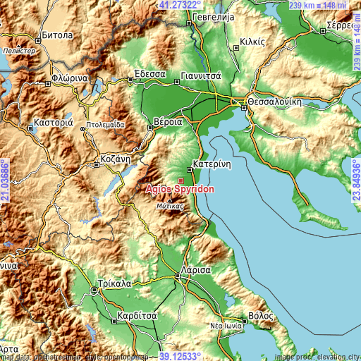 Topographic map of Ágios Spyrídon