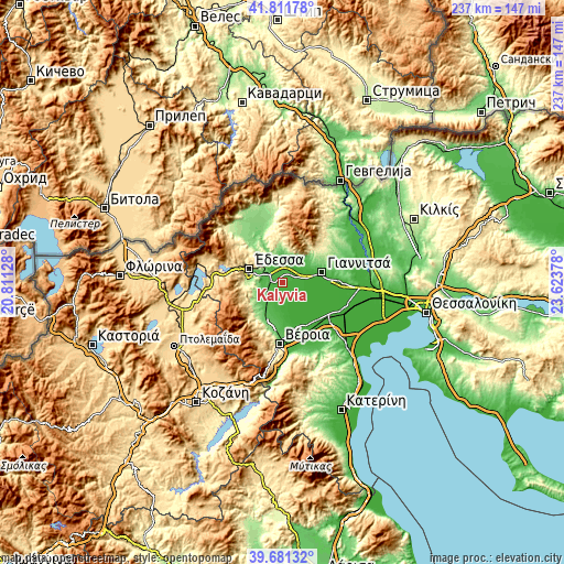 Topographic map of Kalývia