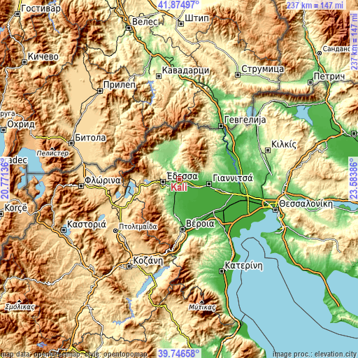 Topographic map of Kalí