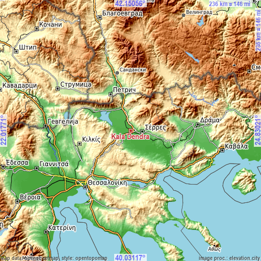 Topographic map of Kalá Déndra