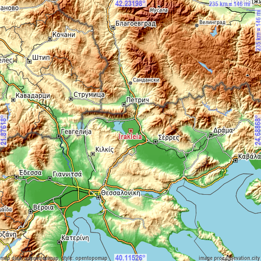 Topographic map of Irákleia