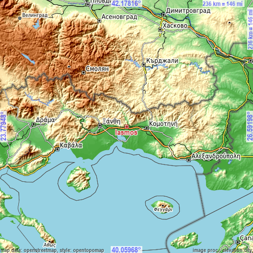 Topographic map of Íasmos