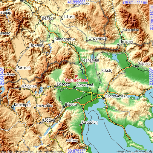 Topographic map of Gouménissa