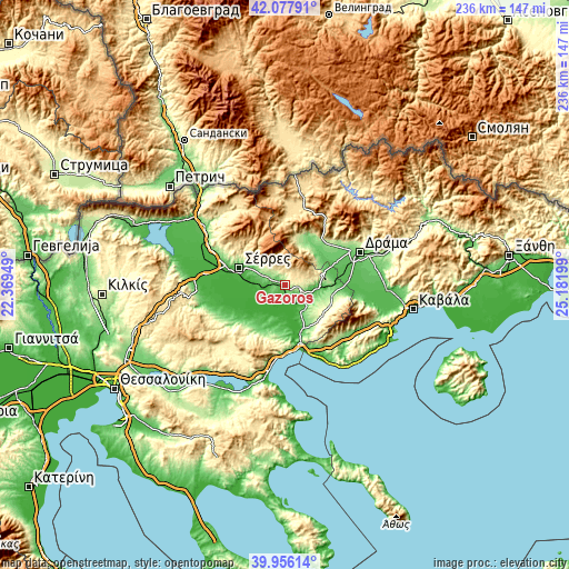 Topographic map of Gázoros