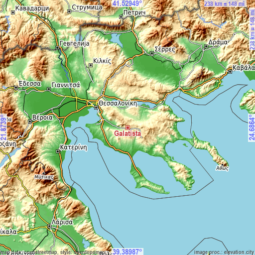 Topographic map of Galátista