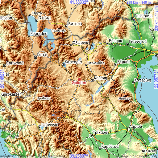 Topographic map of Galatiní