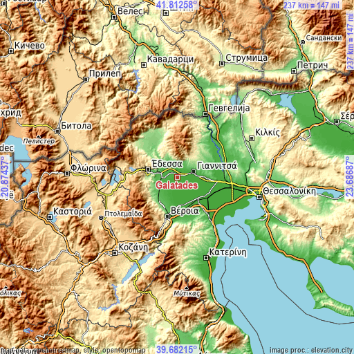 Topographic map of Galatádes