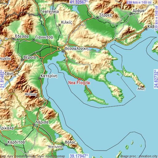 Topographic map of Néa Flogitá