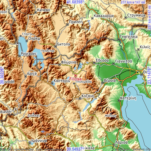 Topographic map of Filótas