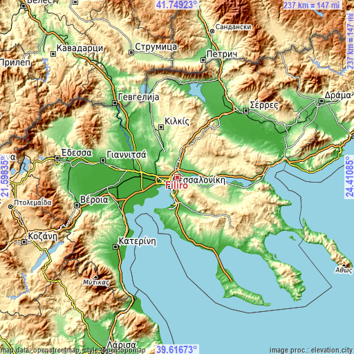 Topographic map of Fíliro