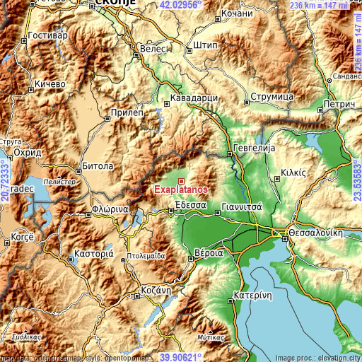 Topographic map of Exaplátanos