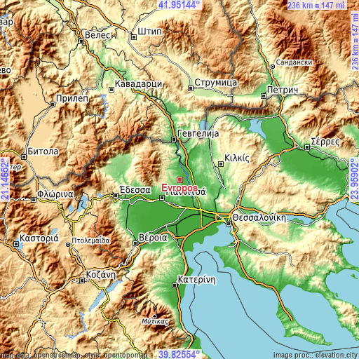 Topographic map of Evropós