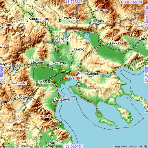 Topographic map of Évosmos