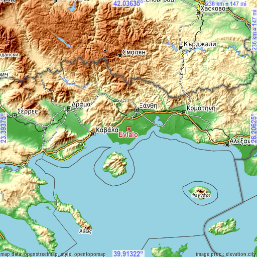 Topographic map of Évlalo