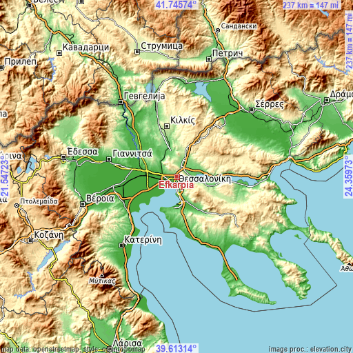 Topographic map of Efkarpía