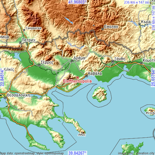 Topographic map of Eleftheroúpolis