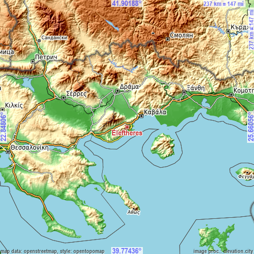 Topographic map of Eleftherés