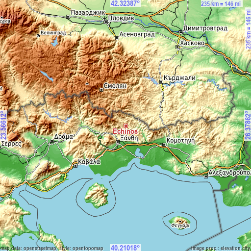 Topographic map of Echínos