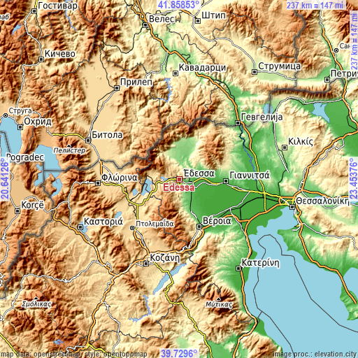 Topographic map of Édessa