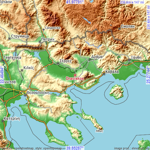 Topographic map of Dravískos