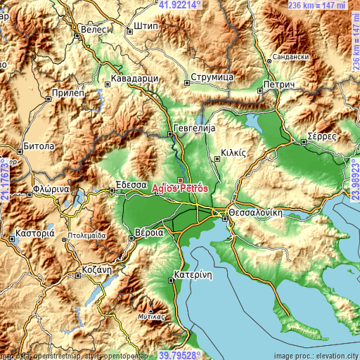 Topographic map of Ágios Pétros